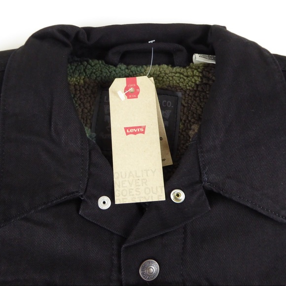 Levi’s Trucker Denim Jacket Camo Sherpa Lining NWT - Picture 5 of 12